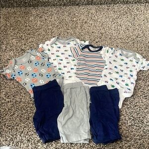 Onesies Baby Boy Matching Set - 4 onesies, 3 pairs of pants